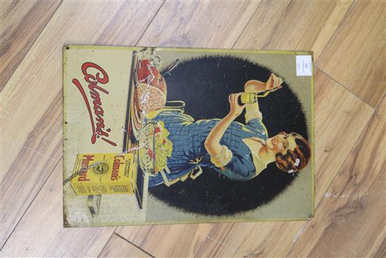 A Colmans advertising sign depicting a young woman